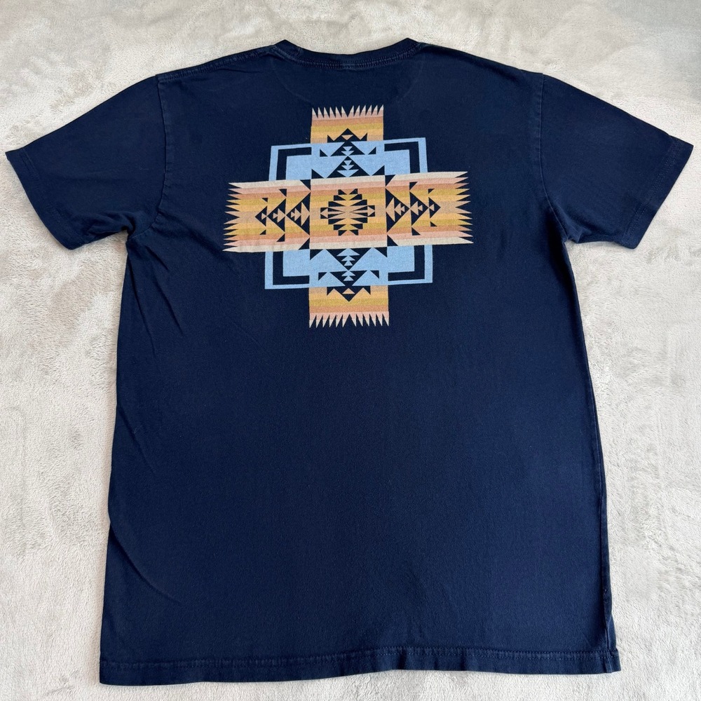 Pendleton Mens T-Shirt Graphic Geometric Back Navy Blue Size M